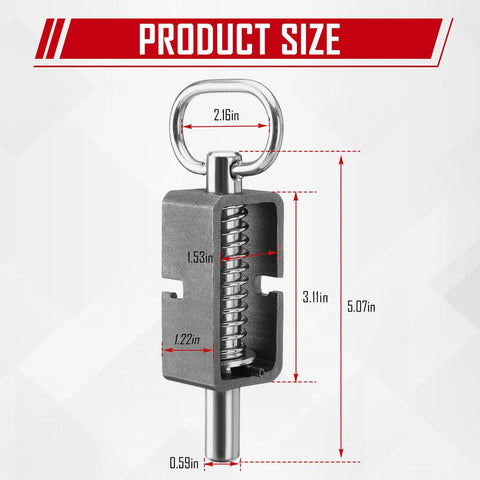 Five Eighth Inch Weld On Spring Latch Assembly With Plain Tube Heavy Duty Steel Trailer Gate Lock dimensions image showing size details.