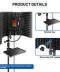 Studio Microphone Isolation Shield With Pop Filter, Foldable Voice Shield, Adjustable Tripod Stand, High Density Foam For Crisp Vocals