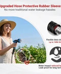 Woman using 100 Ft Stainless Steel Garden Hose No Kinks And Leak Proof Flexible Water Hose With Upgraded Handle and Spray Nozzle