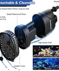 Diagram of disassembled submersible water pump 200 GPH 10W showing nozzle, motor, impeller cover, with freshwater and seawater use.
