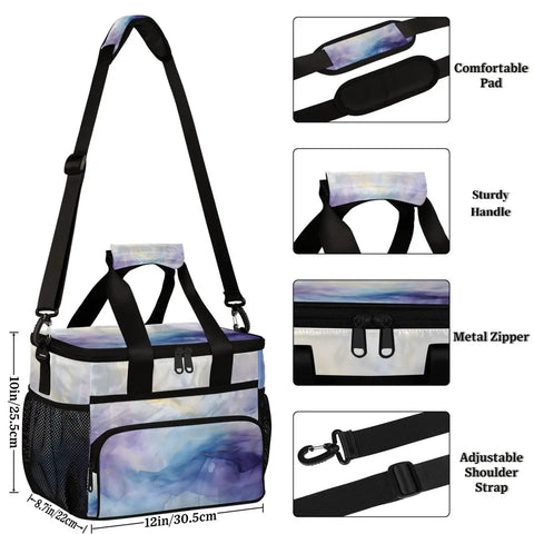 Abstract Color Insulated Picnic Backpack Lunch Bag For Women And Men Ultra Large Portable Lunch Tote For Picnics Beach Work Travel Office Camp Gradient with adjustable strap and metal zippers