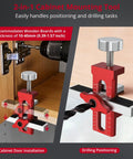 Adjustable Cabinet Door Installation Jig Featuring Dual Imperial And Metric Markings Dead Nuts Accurate Mounting Positioning Tool For Home Renovations Solid Aluminum Frame with clamp on wood.