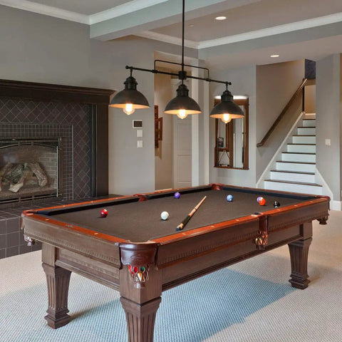 Industrial Pendant Light For Kitchen Island And Dining Room Black Chandelier In Brushed Antique Dark Metal Finish over pool table