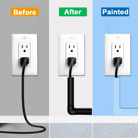 Cord Cover Raceway Kit 15.7 Inch Cable Concealer And Wire Hider For TV Wall Mounts, Home Theater And Office Cable Management installation comparison, black and painted cover.