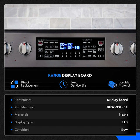Premium LED Display Board Replacement For Samsung Electric Range Ovens And Stoves, Fits NE59J7850WS, Installed View