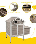 32 Inch Wooden Chicken Coop Outdoor For 1 To 3 Chickens With Pull Out Tray And Ramp Run Backyard Hen House Nesting Box