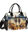 Desert Cowboy Insulated Lunch Tote for Women with Adjustable Shoulder Strap featuring cowboy design, front view