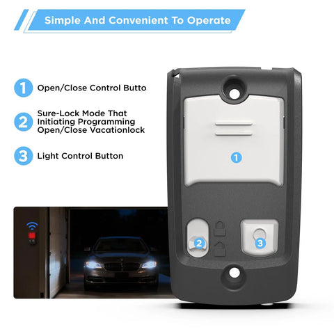 Replacement Garage Door Wall Console With Light And Lock Control Wired Keypad Mount Easy Install Compatible With Multiple Wall Controls And Models Like 39165R 37351R GBWC2BX 34026AR1 GPWCBX GPWC2 WLB One Pack front view with highlighted buttons