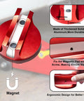 Red Magnetic Jack Pads Set 2 Pack Solid Aluminum Grooved Pucks With Screw Fix 2.85 Inch Wide Opening For Cars SUVs Trucks