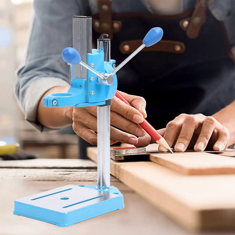 Heavy Duty Electric Drill Stand Precision Machined Rotatable Mini Drill Press For Wood Plastic 40cm Cast Aluminum Base on workbench.