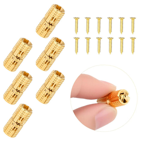 Six 8 Mm Hidden Brass Hinges With 24 Screws For Concealed Cabinet Hardware, 180 Degree Opening, Perfect For DIY Jewelry Box Hand Craft Projects