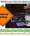 Top Shelf Pro Grade Blue Acrylic Latex Paint For Handicap Zone Marking And Commercial Parking Lot Striping in five gallon bucket.