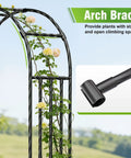 Sturdy Garden Arbor Arch For Climbing Plants With Durable PE Coated Metal Frame Measuring Seven Point Nine By Three Point Nine Feet Wide Yard Trellis For Vines Outdoor Decor For Weddings Halloween And Christmas Black Finish Includes Ground Stakes