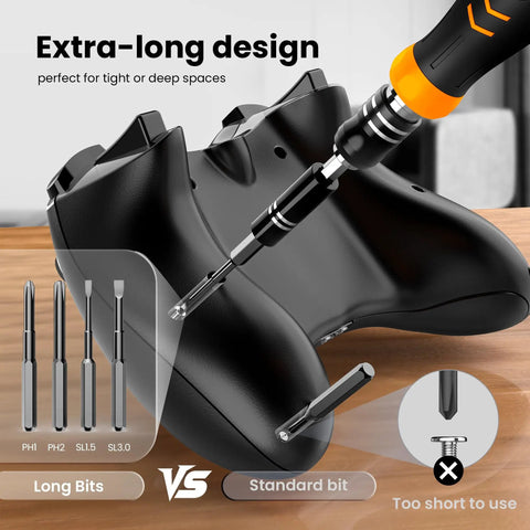 115 In 1 Precision Screwdriver Set With 103 Magnetic Bits For iPhone MacBook PC Laptop Console And Electronics in use on a console