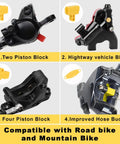 Dual Use Hydraulic Brake Bleed Kit For Road And MTB Bikes with M4 to M7 adapters and components in four sections
