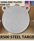Gong Steel Targets For Rifles Three-Eighth Inch Zinc Plated Steel, box with 6-inch AR500 target, Range-Ready USA Laser Cut