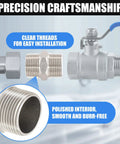 1" Male Hex Nipple Pipe Fittings, 304 Stainless Steel 1 inch NPT Threaded Pipe Adapter Fittings Equal Nipples Connectors with polished threads