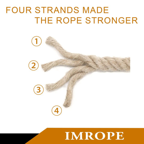 Close-up of four-strand Natural Jute Rope 1.5 Inch Diameter 50 Feet Long Four Strand Heavy Duty For DIY Arts Crafts Garden Home Decor.