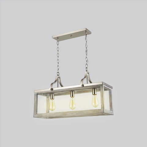 Westbury 4 Light Pendant Fixture With Adjustable Hanging Lights And Glass Opal Shades, alloy steel, satin nickel finish, 3 bulbs