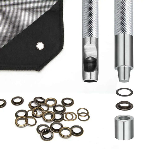 One Half Inch Grommet Kit 100 Sets Four Colors Gold Silver Black Bronze With Tools And Storage Box For DIY Sewing Leather And Fabric Projects 12mm Metal Eyelets Grommets Pro Grade with tools and eyelets