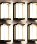 Six Rugged 18W Die Cast Aluminum Outdoor Wall Light IP65 Waterproof 6000K LED Wall Mounts illuminating a textured surface.