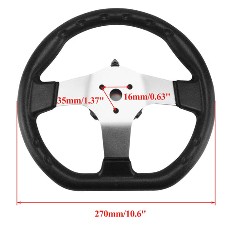 Heavy Duty 270mm Steering Wheel Kit With 320mm Rack And 12.6 Inch Adjustable Shaft For 110cc Go Karts Golf Carts Buggy UTVs Steel Rack Pinion System