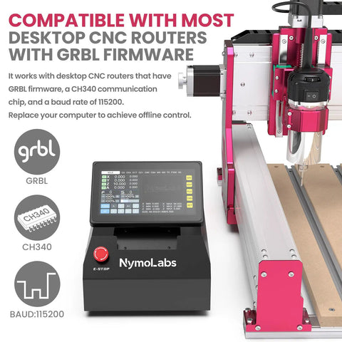 Dope Four Axis USB CNC Offline Controller With Seven Inch IPS Touch Screen for GRBL Firmware and CH340 Chip next to CNC router