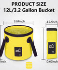 Foldable 3.2 Gallon Water Bucket With Handle For Car Wash Camping Fishing And Beach Use Lightweight Durable Collapsible