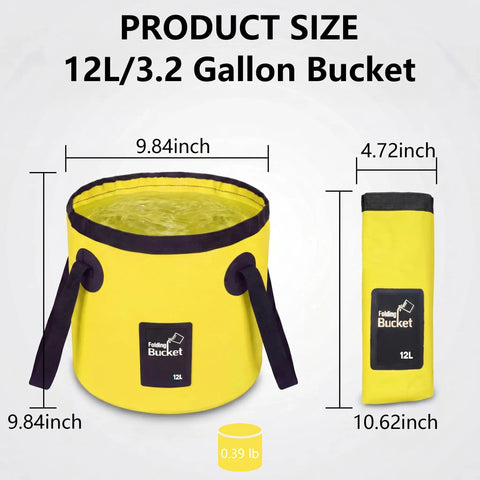 Foldable 3.2 Gallon Water Bucket With Handle For Car Wash Camping Fishing And Beach Use Lightweight Durable Collapsible