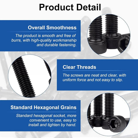 2Pcs Heavy Duty M16 X 120Mm Hex Socket Head Cap Screws Bolts, 12.9 Grade Carbon Steel detailing smoothness and clear threads.