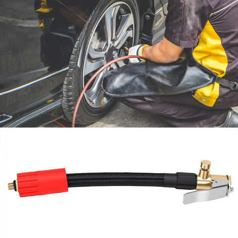 Heavy Duty Tire Inflator Extension 16cm Hose Quick Connect Air Chuck Flexible Adapter For Cars Motorcycles Evs Bikes Reaches Stems Behind Spokes With No Sweat Setup And Easy Peasy Connection For Perfect Pressure When You Need It And Get Work Done Fast. 16cm copper silicone hose on car wheel