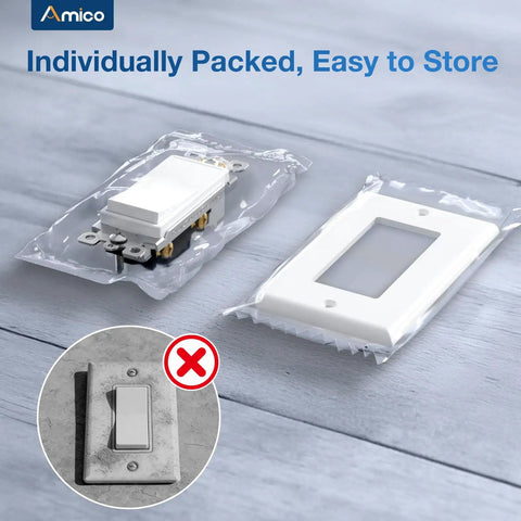 Individually packed 30 Pack Single Pole Light Switch With Wall Plate UL Listed 15A 120/277V On/Off Rocker Paddle Interrupter