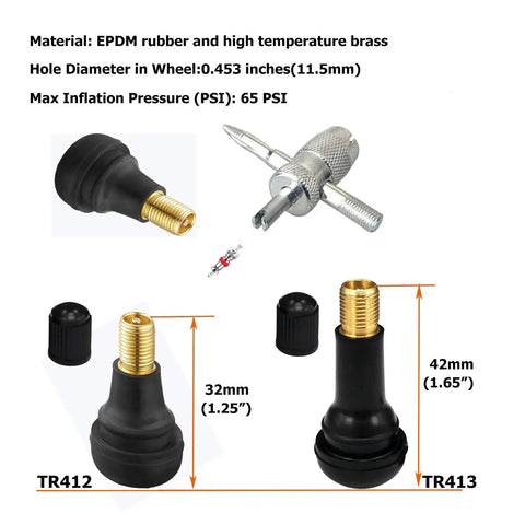 Tire Spoon Lever Kit For Dirt Bikes Motorcycles ATVs And Lawn Mowers With TR412 TR413 valve stems detail