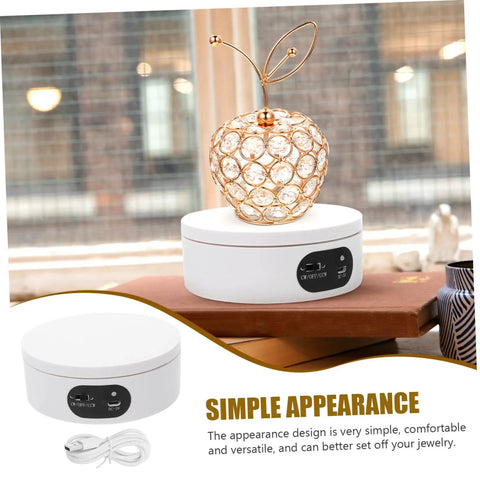 Electric Turntable Display Plate And Rotating Stand For Jewelry Show Photography Prop Automatic Spin Platform with crystal decor