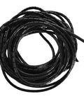 Slick Black Spiral Cable Wrap Tube Ten Meter Cord Manager For PCs And Home Office Setup, coiled black tubing for wire organization.