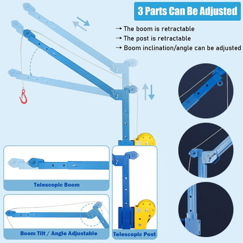 Heavy Duty Portable Hoist Stand Foldable Workshop Engine Crane With Two Way Self Locking Winch adjustable telescopic boom and post.