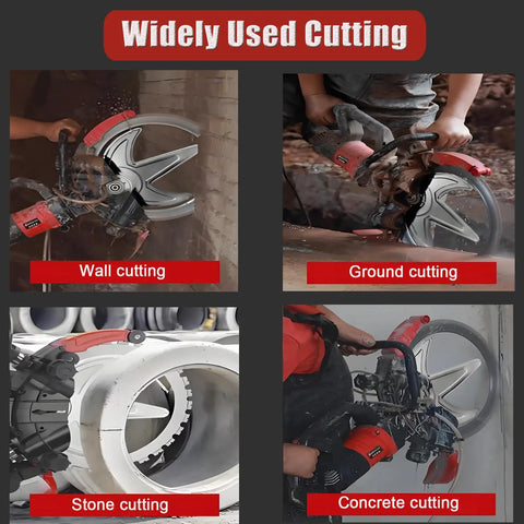 Heavy Duty Dual Blade Concrete Wall Cutter With Robust 8980W Motor And Rock Solid 3000Rpm Speed For Zero Sweat 11.8 Inch Deep Cuts through wall, ground, stone, and concrete.