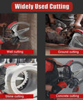 Hella Tough 8980W Electric Concrete Circular Saw And Wall Chaser Machine with 3000Rpm Pure Copper Motor in action cutting wall.