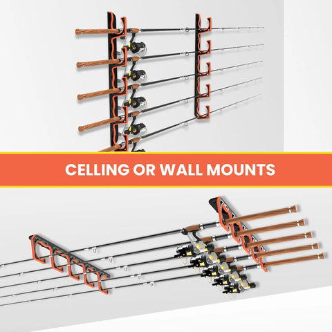 Heavy Duty Fishing Rod Holder Set For Garage Wall Or Ceiling Mounts With Soft TPU Pads, Horizontal Rod Storage Organizer, Secure Wall Mounts For Tackle And Poles, 4 Pack