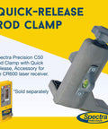 C50 Rod Clamp with Quick Release for CR600 HR400 HR500 Receivers, grey durable plastic with bubble vial for precise measurements