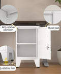 Heavy Duty Metal Nightstand With Totally Lockable Doors And Adjustable Shelves, Super Slick Under Desk Steel Storage Unit, showcasing adjustable partition and mute pad.