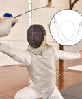 Fencer in action with Heavy Duty Stainless Steel Fencing Wire Clamp And Cable Clip Head for training and competition.