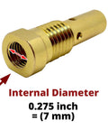 Close-up of brass diffuser with 0.275 inch internal diameter from 14 Piece Flux Core Gasless Nozzle Tips Kit With 0.030 Inch Tips For Mig Welders