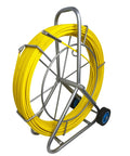 Pro Grade 8MM 150M Fiberglass Duct Rodder with yellow cable and cage wheel for electrical installations