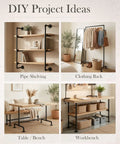 DIY project ideas using Ten Pack Three Quarters Inch By Fourteen Inch Black Malleable Iron Pipe Nipples Threaded Both Ends for shelving.