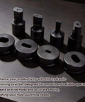 Set of hydraulic oval hole punch dies for metal sheets 10x25mm, made of durable alloy for steel, copper, aluminum use.