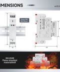 Impulse Latching Relay With Memory, 16A Pulse Control, Wide Range AC DC 12 Volt To 240 Volt, Easy DIN Rail Mount, product dimensions shown