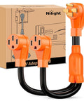 Backyard To Boondocks 50 To 50 Amp Rv Y Splitter Adapter Cord featuring dual output plugs and heavy-duty design for camper use.