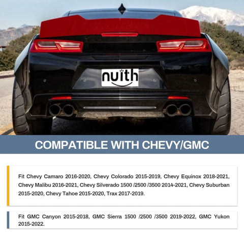 Rear view of a red sports car showcasing compatibility with Add Amp Subwoofer Interface Kit For GM Rides 2014 To 2021 Fits Chevy Silverado Camaro Yukon