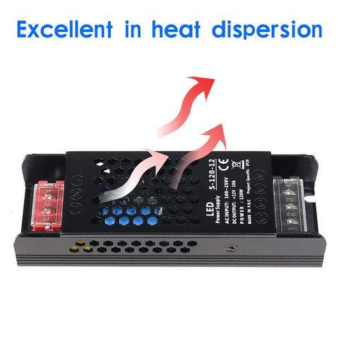 Beefy 12V 10A 120W Universal Regulated Switching Power Supply From 100 To 250V AC To 12V DC Converter LED Driver, heat dispersion